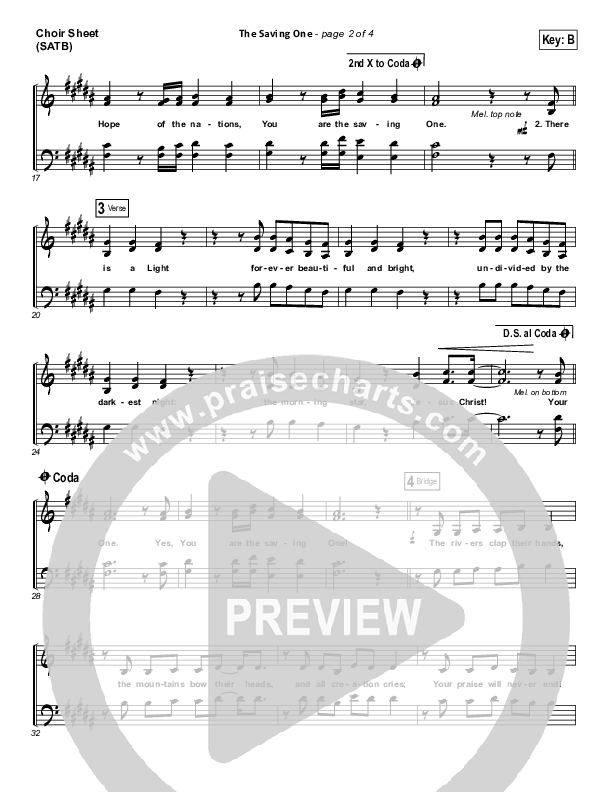 The Saving One Choir Sheet (SATB) (Passion / Chris Tomlin)