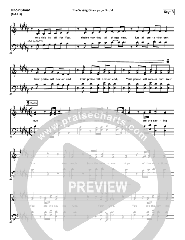 The Saving One Choir Sheet (SATB) (Passion / Chris Tomlin)