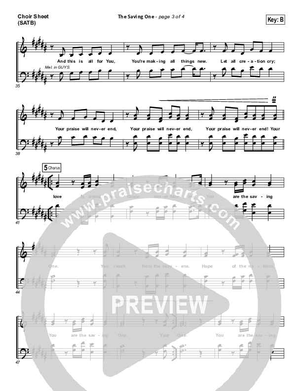 The Saving One Choir Vocals (SATB) (Passion / Chris Tomlin)