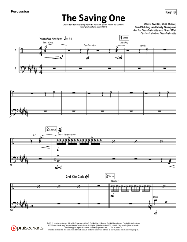 The Saving One Percussion (Passion / Chris Tomlin)
