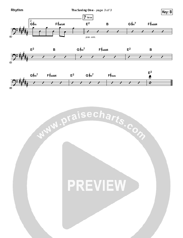 The Saving One Rhythm Chart (Passion / Chris Tomlin)