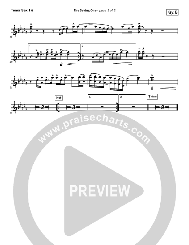 The Saving One Tenor Sax 1/2 (Passion / Chris Tomlin)