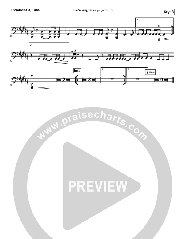 The Saving One Trombone 3/Tuba (Passion / Chris Tomlin)