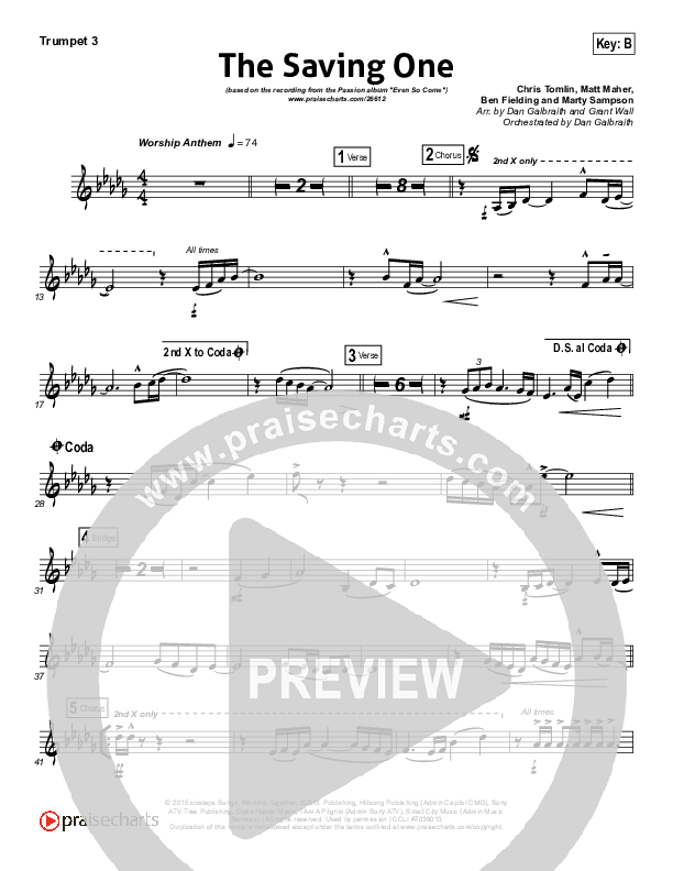 The Saving One Trumpet 3 (Passion / Chris Tomlin)