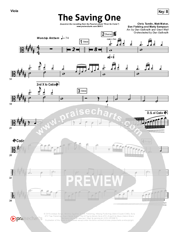 The Saving One Viola (Passion / Chris Tomlin)