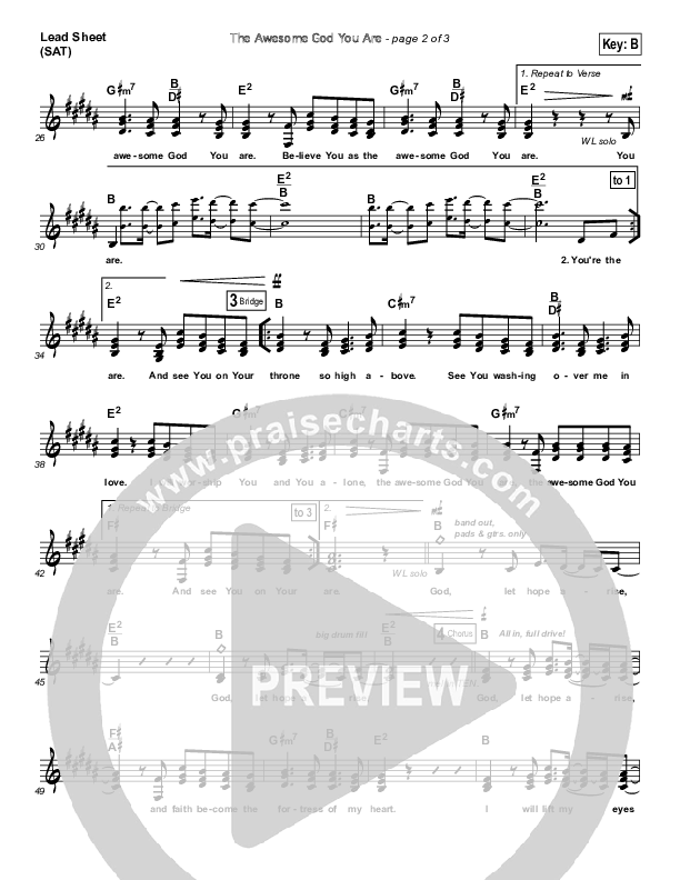 The Awesome God You Are Lead Sheet (Passion / Matt Redman)