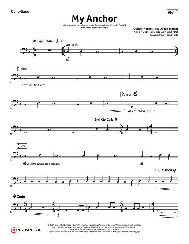 My Anchor Cello/Bass (Passion / Christy Nockels)