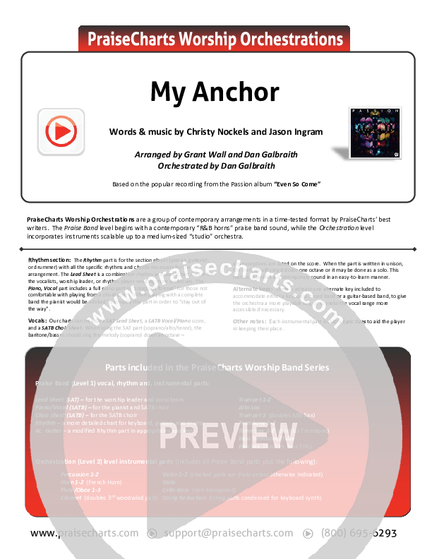 My Anchor Cover Sheet (Passion / Christy Nockels)