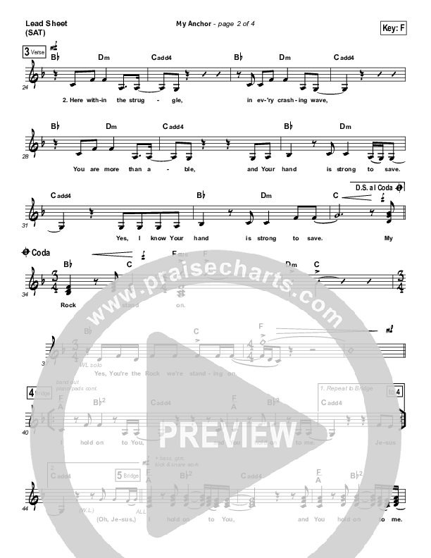 My Anchor Lead Sheet (SAT) (Passion / Christy Nockels)