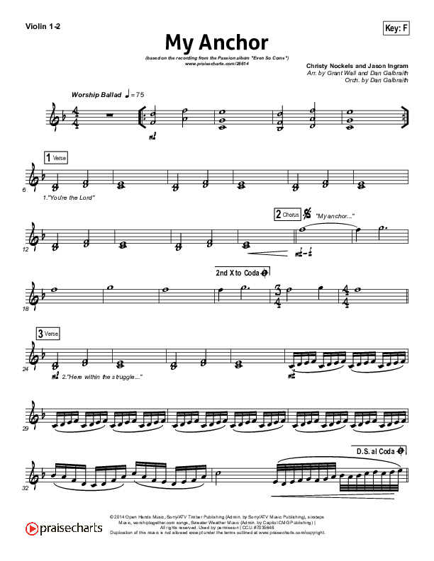 My Anchor Violin 1/2 (Passion / Christy Nockels)
