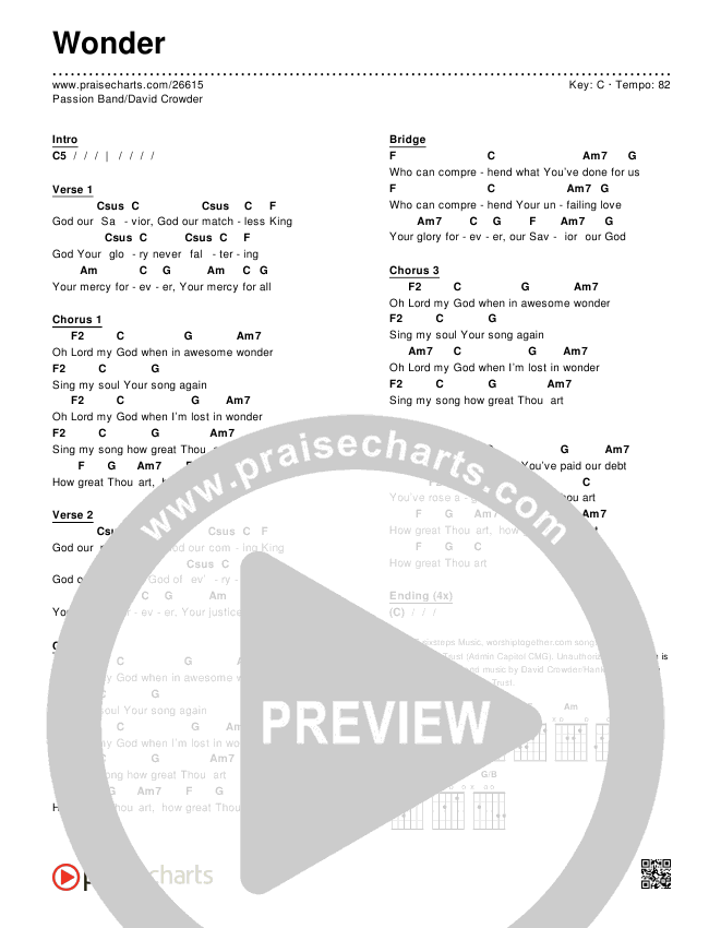 Wonder Chords & Lyrics (Passion / David Crowder)