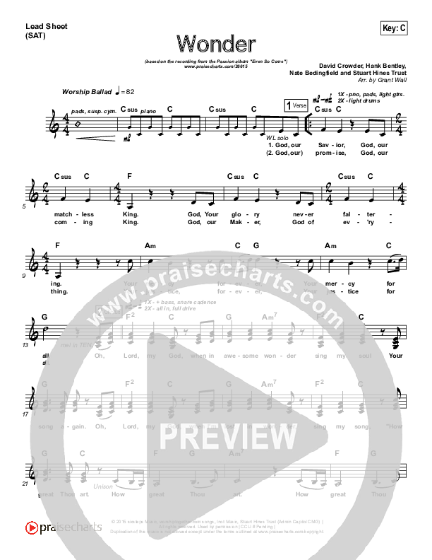 Wonder Lead (SAT) (Passion / David Crowder)