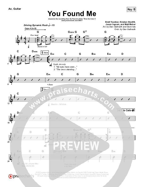 You Found Me Acoustic Guitar (Passion / Kristian Stanfill)