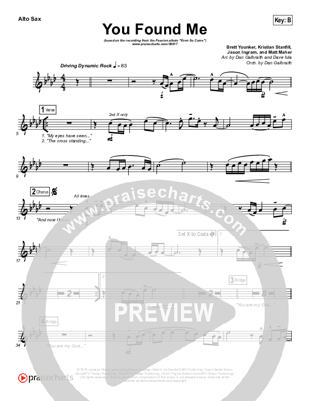 You Found Me Alto Sax (Passion / Kristian Stanfill)