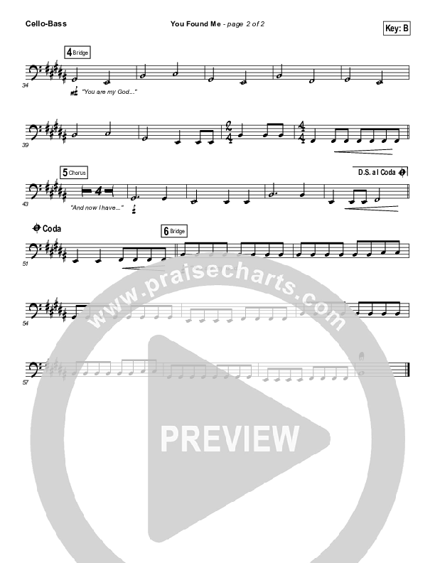 You Found Me Cello/Bass (Passion / Kristian Stanfill)