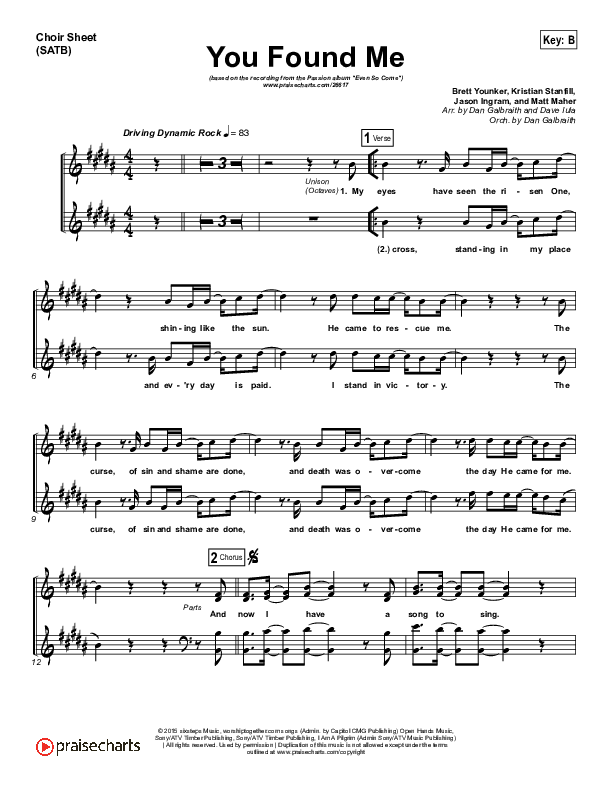 You Found Me Choir Vocals (SATB) (Passion / Kristian Stanfill)