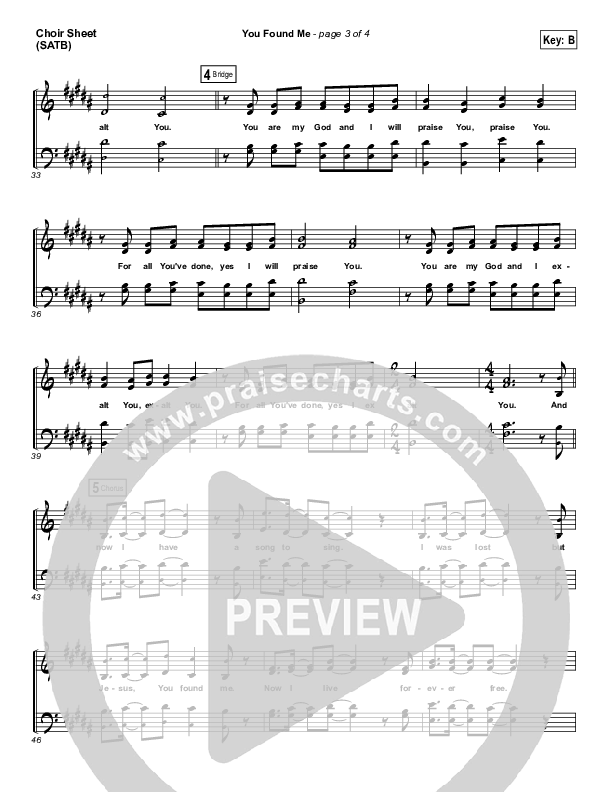 You Found Me Choir Sheet (SATB) (Passion / Kristian Stanfill)
