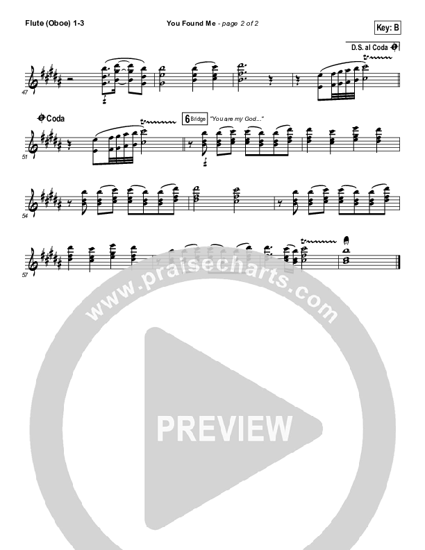 You Found Me Flute/Oboe 1/2/3 (Passion / Kristian Stanfill)