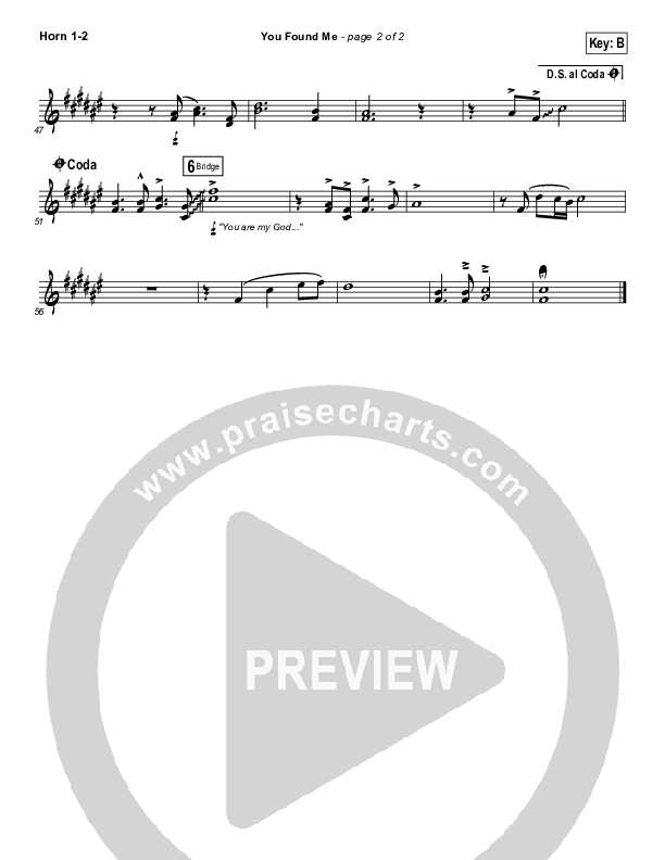 You Found Me French Horn 1/2 (Passion / Kristian Stanfill)