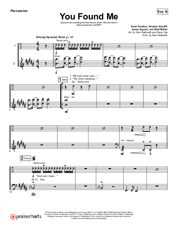 You Found Me Percussion (Passion / Kristian Stanfill)