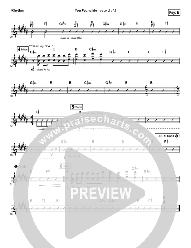 You Found Me Rhythm Chart (Passion / Kristian Stanfill)