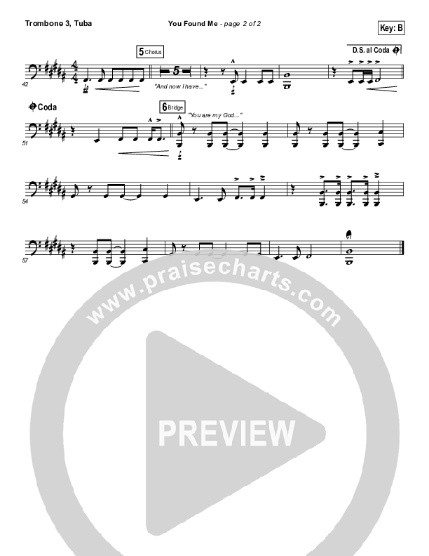 You Found Me Trombone 3/Tuba (Passion / Kristian Stanfill)