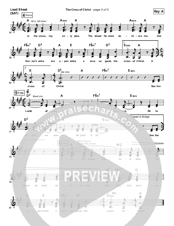 The Cross Of Christ Lead Sheet (SAT) (Passion / Chris Tomlin)