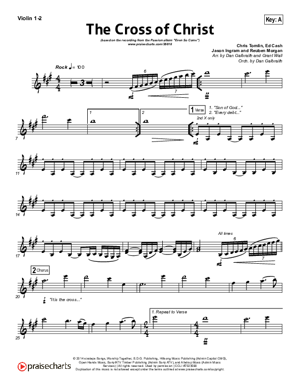 The Cross Of Christ Violin 1/2 (Passion / Chris Tomlin)