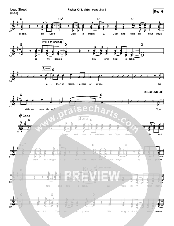 Father Of Lights Lead Sheet (Third Day)