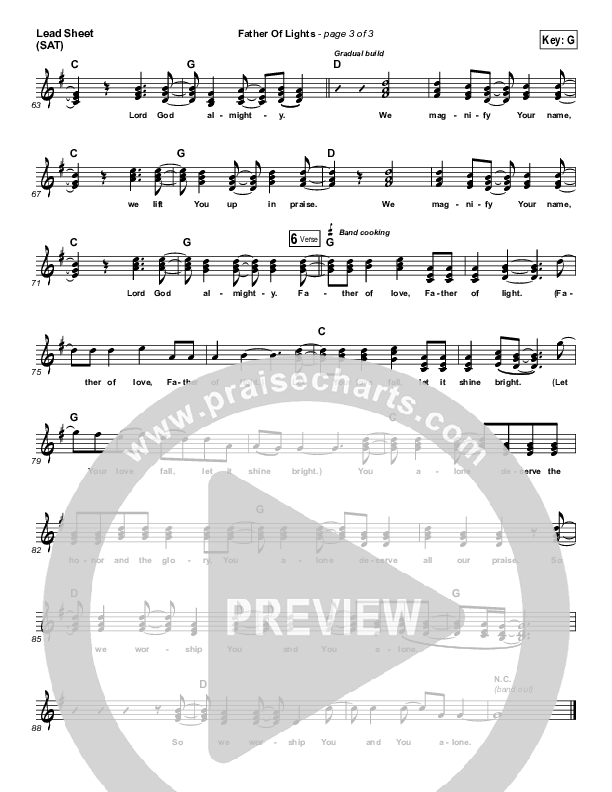 Father Of Lights Lead Sheet (Third Day)