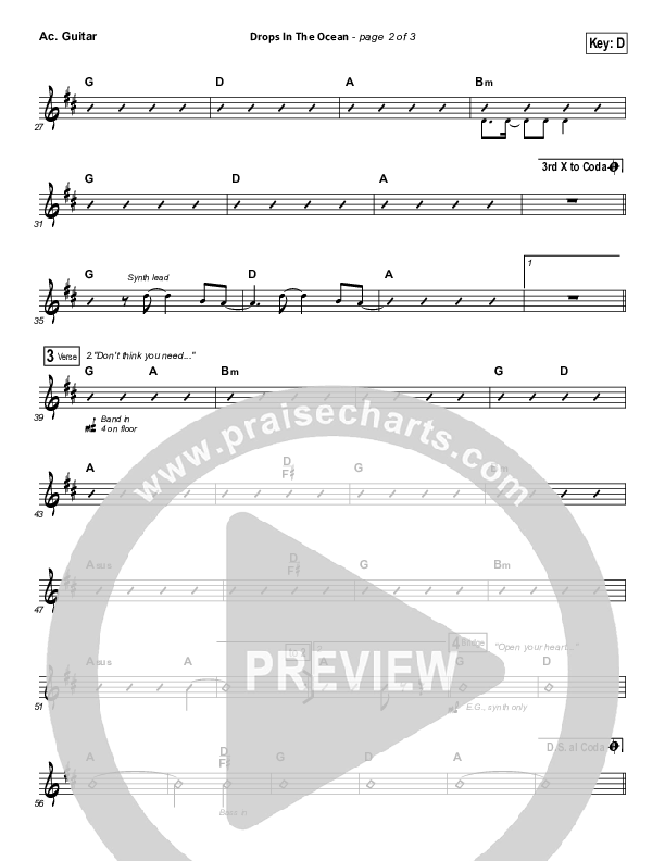 Drops In The Ocean Acoustic Guitar (Hawk Nelson)