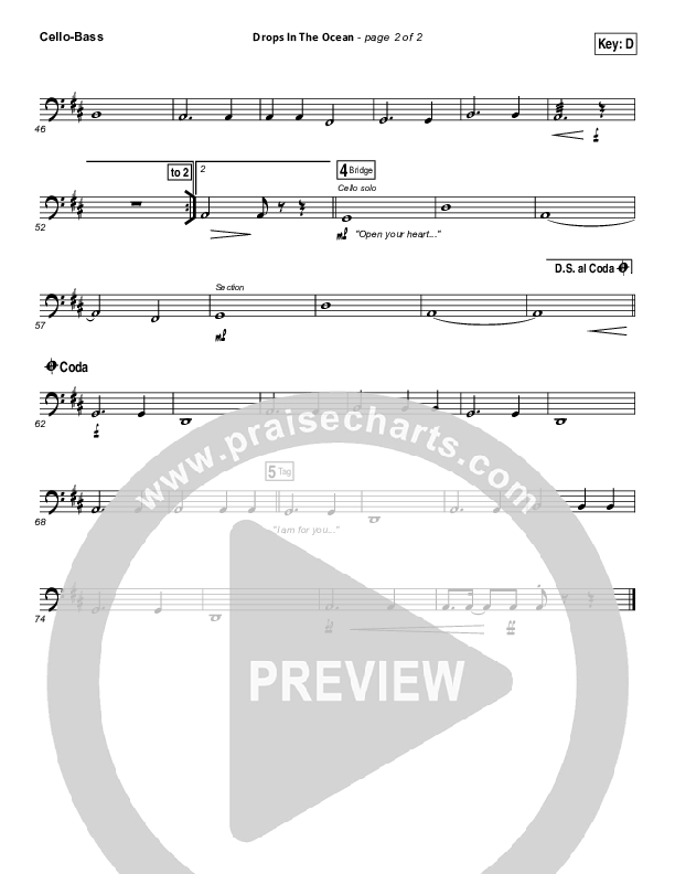 Drops In The Ocean Cello/Bass (Hawk Nelson)