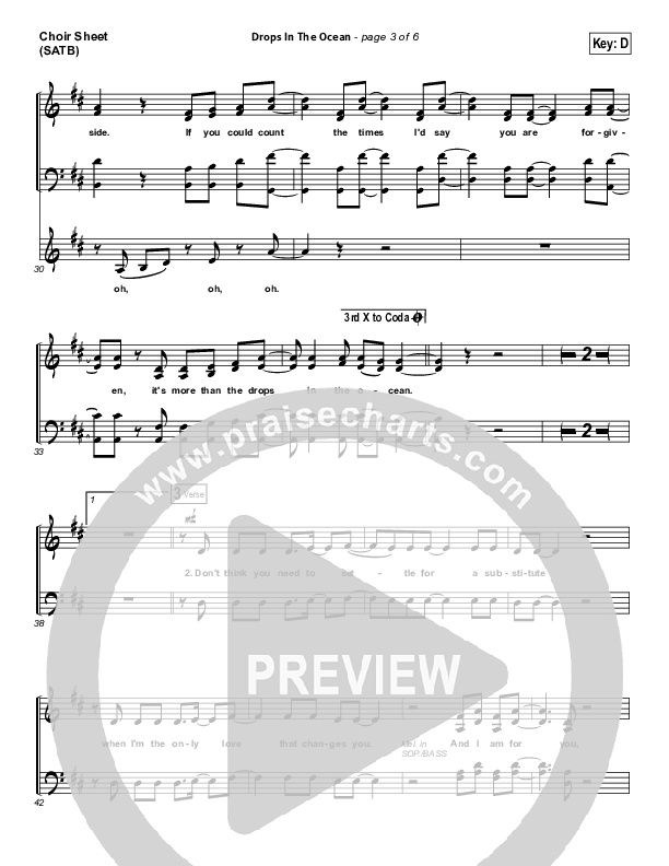 Drops In The Ocean Choir Sheet (SATB) (Hawk Nelson)