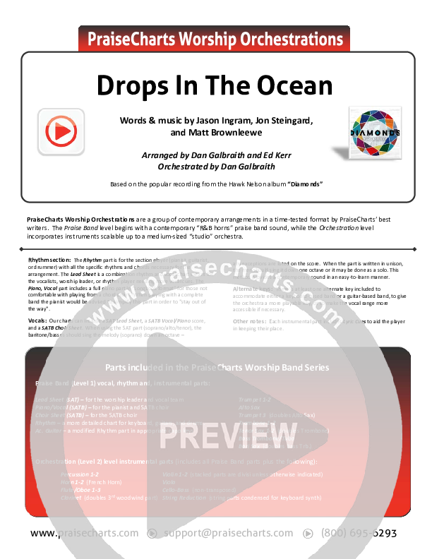 Drops In The Ocean Cover Sheet (Hawk Nelson)