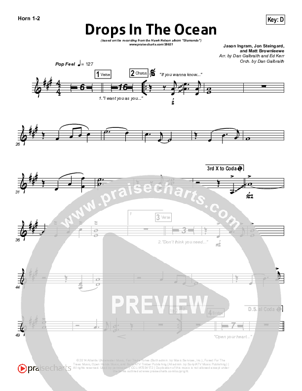 Drops In The Ocean French Horn 1/2 (Hawk Nelson)