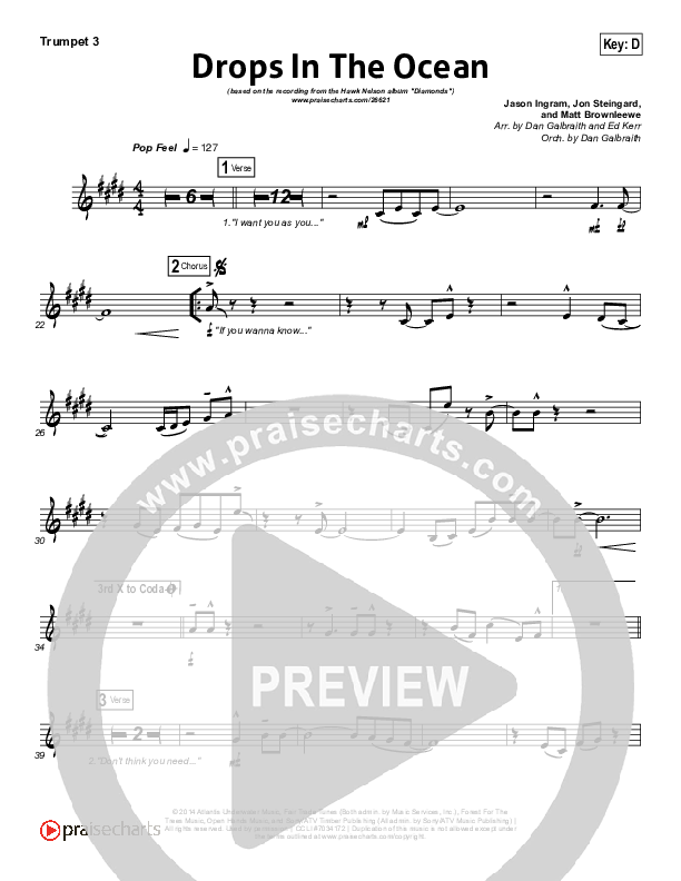 Drops In The Ocean Trumpet 3 (Hawk Nelson)