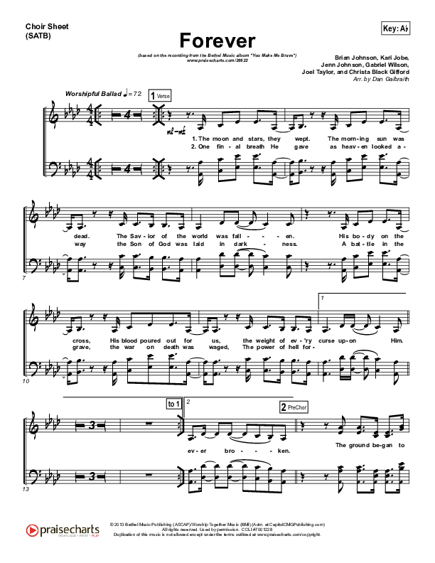 Forever Choir Sheet (SATB) (Bethel Music)