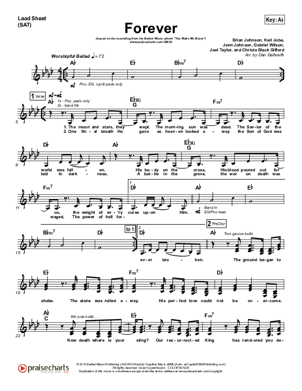Forever Lead Sheet (SAT) (Bethel Music)