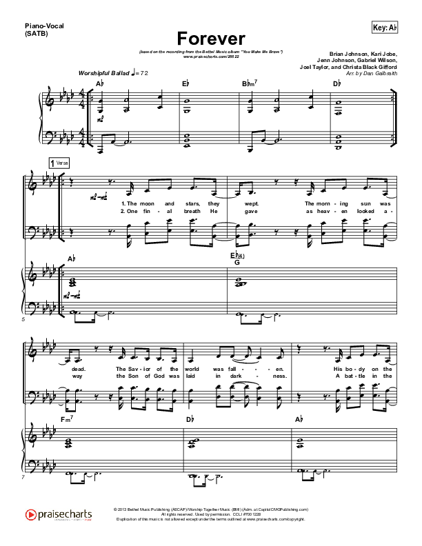 Forever Piano/Vocal (SATB) (Bethel Music)