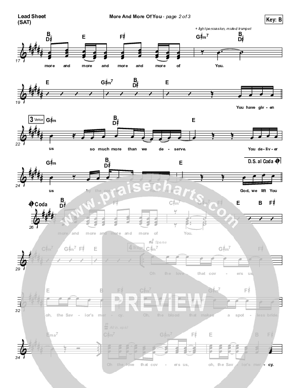 More And More Of You Lead Sheet (WorshipMob)