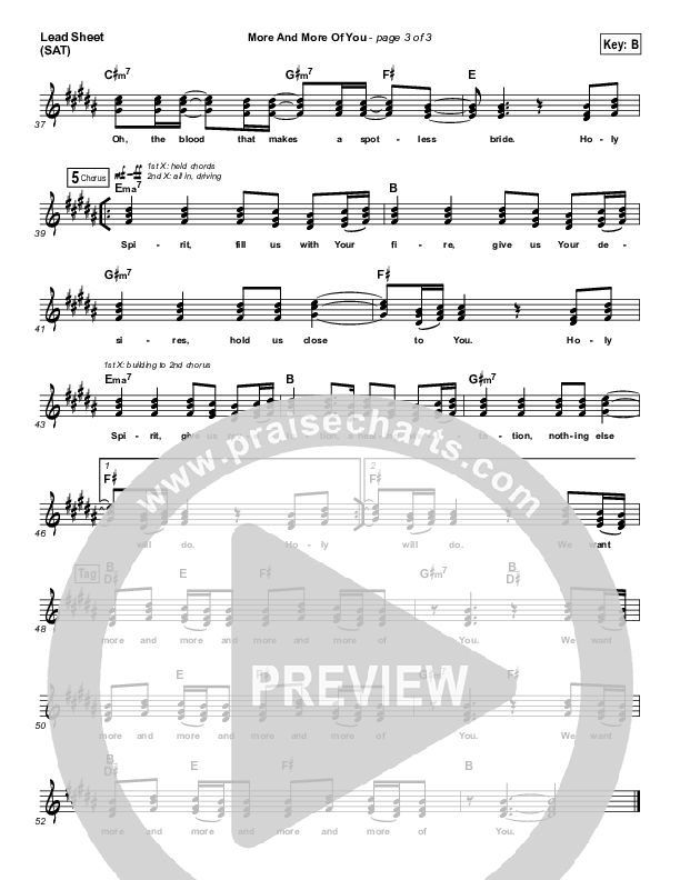 More And More Of You Lead Sheet (SAT) (WorshipMob)