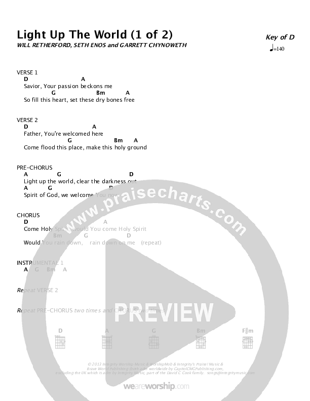 Light Up The World Chords PDF (WorshipMob) PraiseCharts