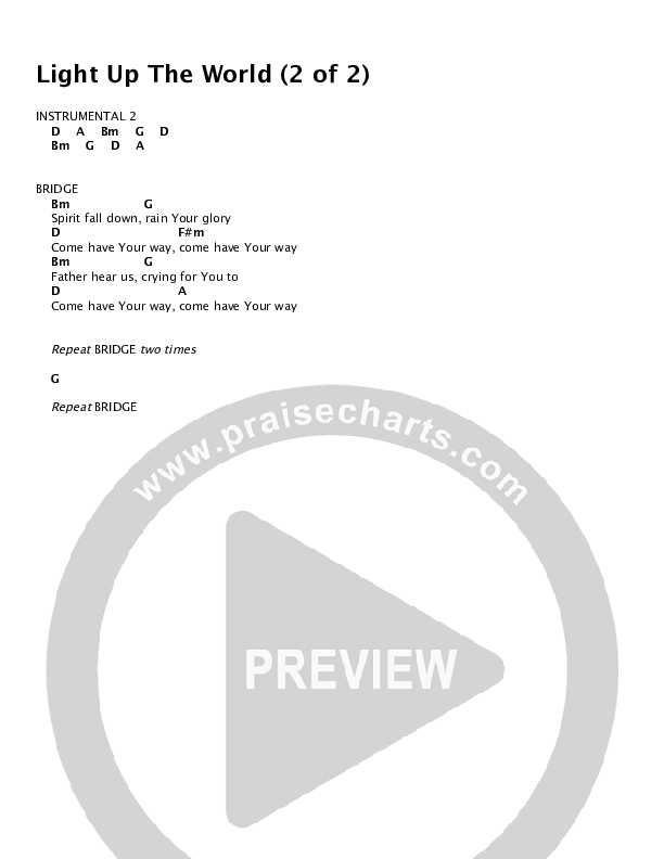Light Up The World Chords PDF (WorshipMob) PraiseCharts