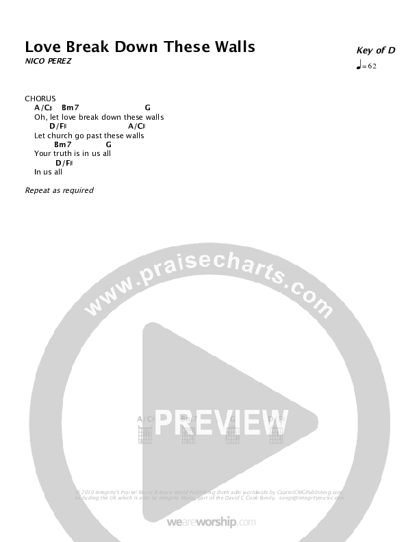 Love Break Down These Walls Chords & Lyrics (WorshipMob)