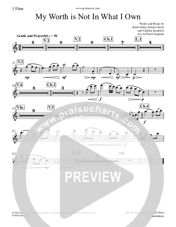 My Worth Is Not In What I Own Flute (Keith & Kristyn Getty)