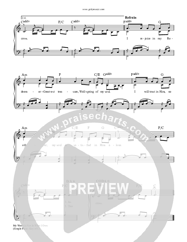 My Worth Is Not In What I Own Lead Sheet (Keith & Kristyn Getty)