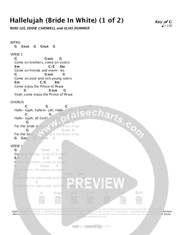 Hallelujah (Bride In White) Chords & Lyrics (Newsong)