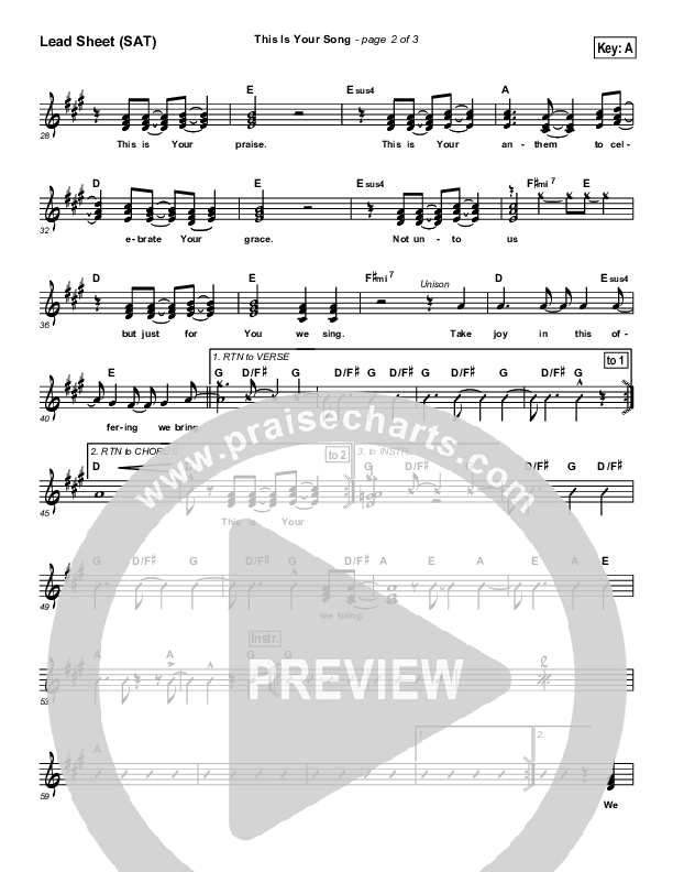 This Is Your Song Lead Sheet (SAT) (Tommy Walker)