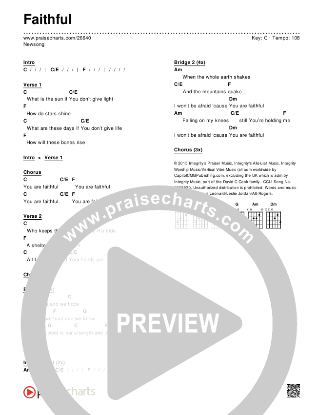 Faithful Chords & Lyrics (Newsong)