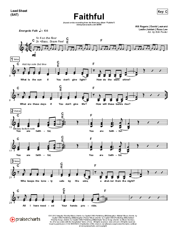 Faithful Lead Sheet (Newsong)